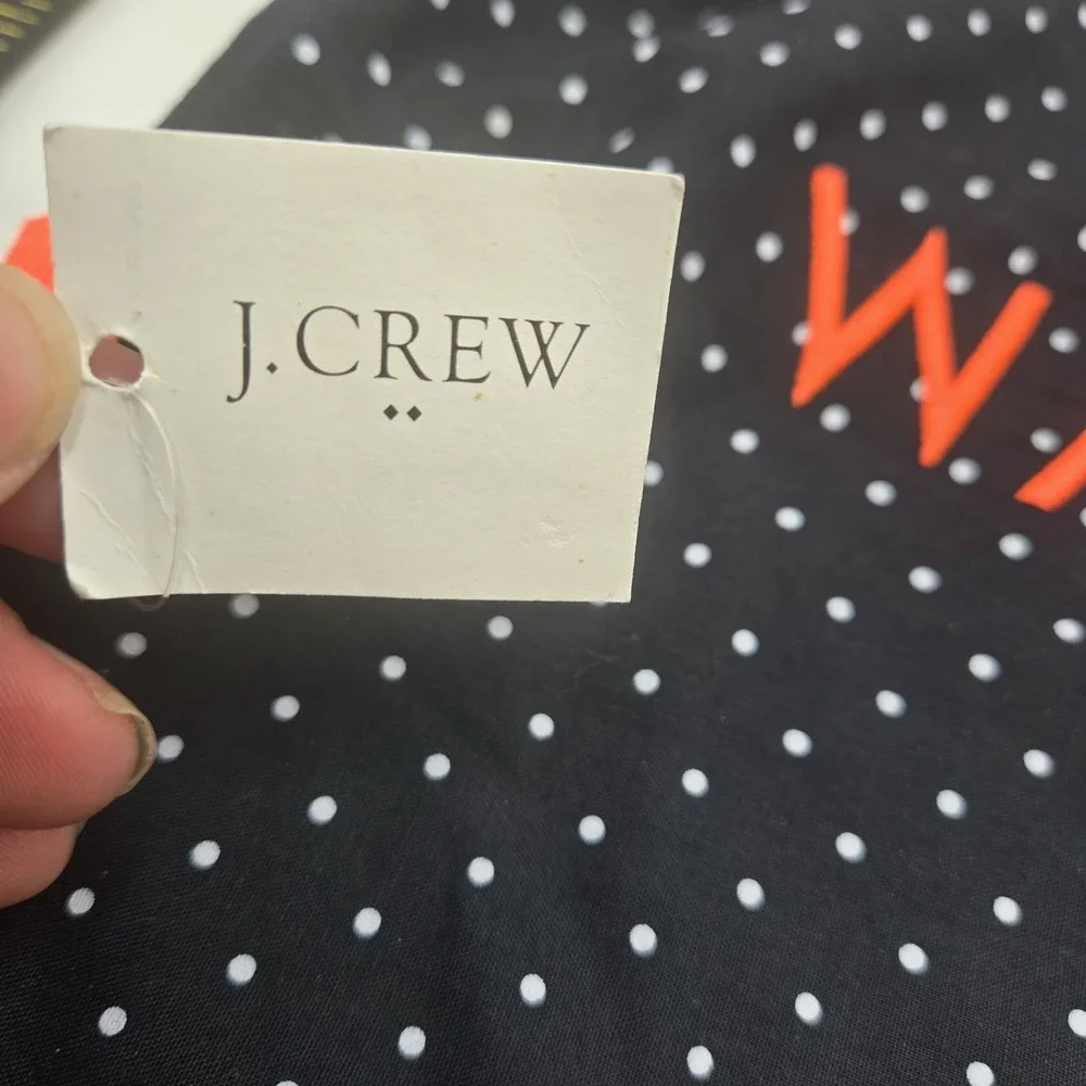 J.Crew Black & White Polka Dotswith Neon Orange Accents Lingerie Bag NEW - Picture 4 of 7